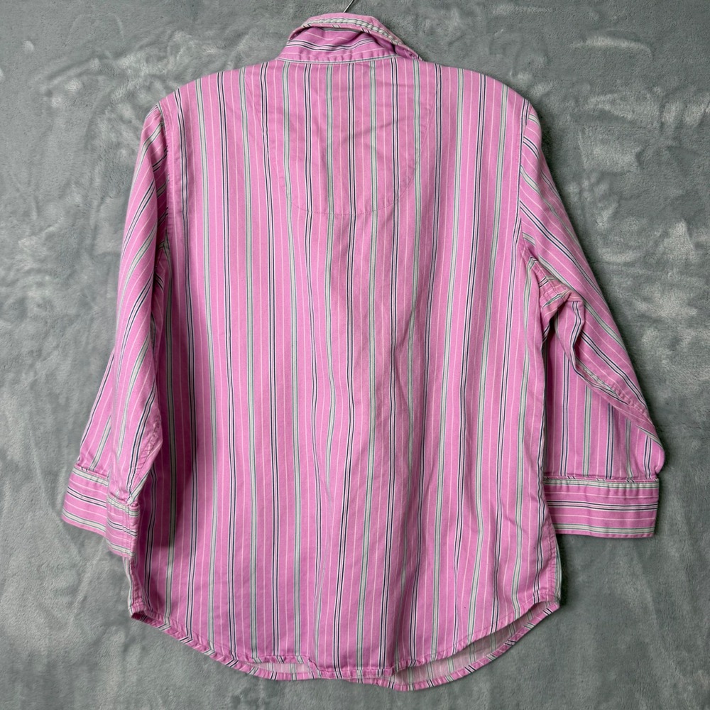 Lauren Ralph Lauren PJ Set Womens L Pink Stripe Cotton Monogram Preppy Classic - Picture 2 of 13
